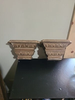 Pair Or 2 Vintage Hand Carved Wood Shelf Sconce - Image 1 of 4