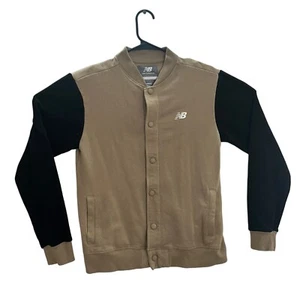 New Balance Boys Fleece Bomber Jacket, Size XL 18 / 20 Tan Black 0395 - Picture 1 of 5