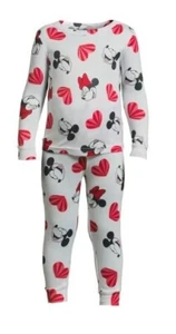 Disney~ NEW♈Kids 2 pc Pajama Set size 12 mos~white/red MINNIE MOUSE Hearts - Picture 1 of 7