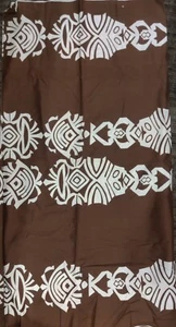 Vtg Fabric Cotton Tribal Faces Ethnic African brown and white 88x44 - Picture 1 of 4