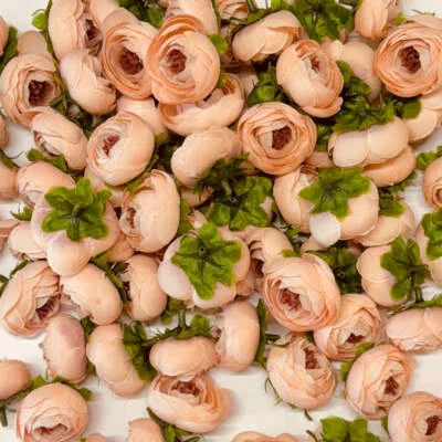 Artificial Silk Flower Heads - Champagne Peony Style 34 - 5 Pack - Image 1 of 2