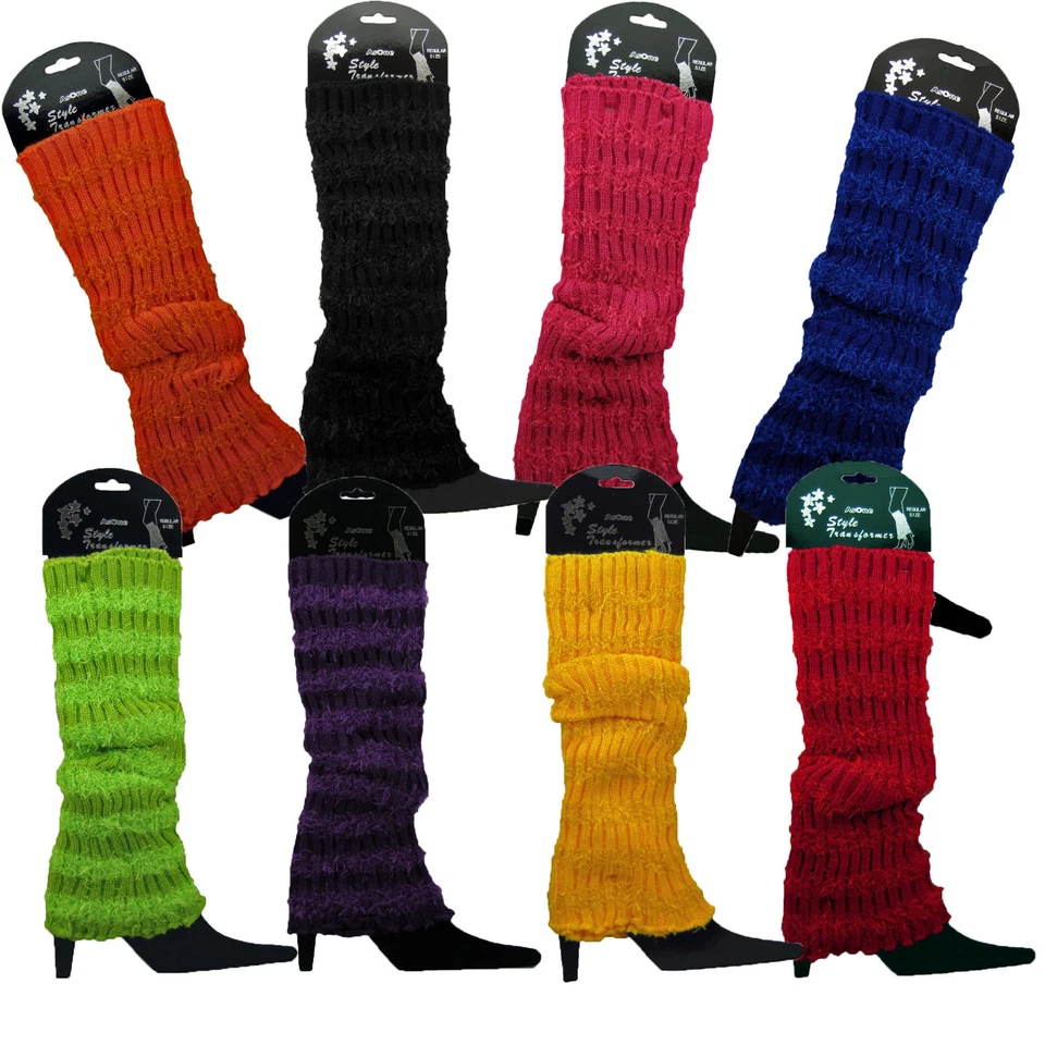 Calentadores de Piernas Suéter Tejido con Rayas Esponjosas Suave Difusa Bota Cubierta Sin Cordones Slouchy Foto 1 de 1