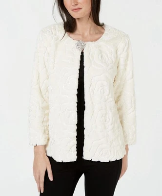 Chaqueta de piel sintética para mujer XS crema con joyas lentejuelas nueva con etiquetas colección JM  Foto 1 de 4