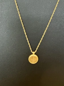 Madewell Gold Tone Necklace Small Circle Pendant Adjustable 16" 18” 20” - Picture 1 of 8