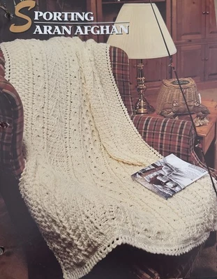 ~Sporting Aran Afghan  Annie's Attic Crochet Afghan Pattern~ - Image 1 of 3