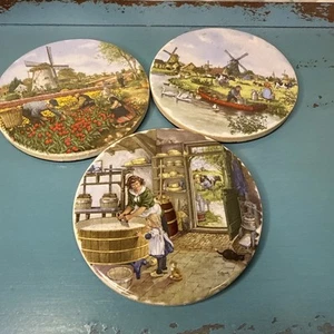 3 Holland Windmühlen Niederländische Kolonial Landschaft Untersetzer Set - Bild 1 von 7