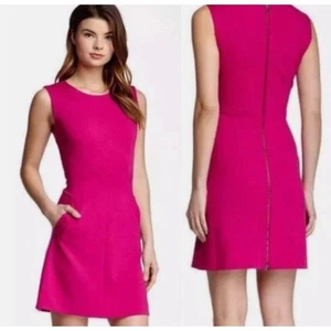 Diane von Furstenberg Carpreena Mini Dress Size 8 Sheath Pockets Career Pink - Picture 1 of 9