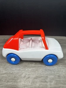 Vintage Little Tikes Chunky Car Toddler Tots Family Red White Sedan Carry Handle - Picture 1 of 11