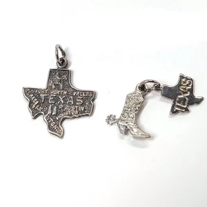 Juego de 2 botas de viaje vintage de plata esterlina y níquel TEXAS estado años 60-70 - Imagen 1 de 8