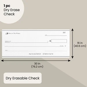Reusable Big Check for Presentation, Large Oversized Dry Erase Plaque, 30 x 16" - Picture 1 of 8