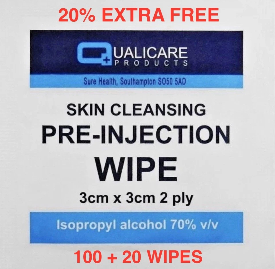 120 Alcohol Wipes. Sterile Antiseptic Skin Pads Pre Injection Sterilised Swabs - Image 1 of 1