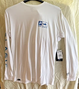 Pelagic Men Fishing Shirt Large white Long Sleeve UV Protection Vented S AquaTek - Picture 1 of 8