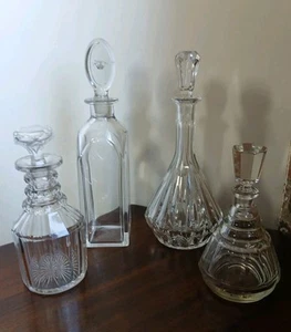 LOTE DE 4 DECANTADORES ANTIGUOS CRISTAL CORTE - Imagen 1 de 7