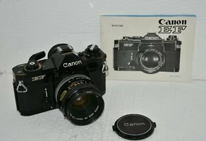 CANON EF SLR 35mm CAMERA (BLACK) with CANON FD 50mm f 1.8 S C lens. With Manual - Picture 1 of 11