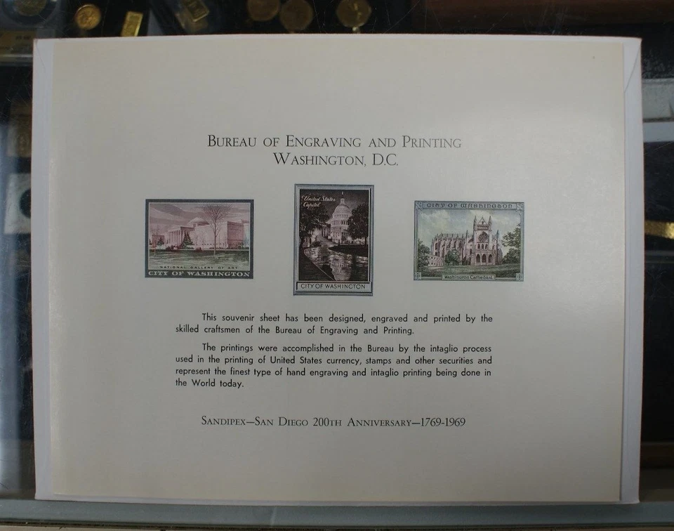 BEP Souvenir Card From Sandipex 1969 in San Diego 3 Washington Scenes  (B 1) - Image 1 of 1