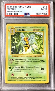 Pokémon Card Shadowless Beedrill Rare Star PSA 9 Mint Base Set #17 WOTC 1999 (1) - Picture 1 of 4