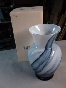 Glass Vase Marbelique Collection Colbalt Blue Black White,  Vintage NOS - Picture 1 of 4