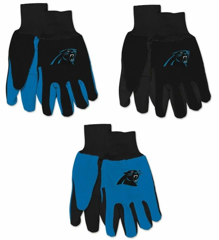 NFL Carolina Panthers Assorted Adult 2-Pack No Slip Gripper Utility Gloves NEW! Cover