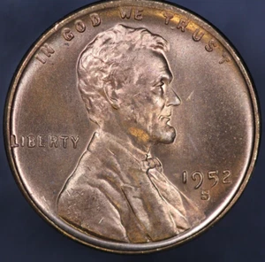 1952 S LINCOLN CENT BU FRESH FROM AN ORIGINAL ROLL-PROOF LIKE- LOT AA-7393 - Picture 1 of 2