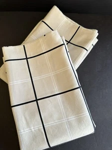 Beddy's Pillowcase Shams Pair Beige Black Windowpane Plaid Standard Size Cotton - Picture 1 of 24