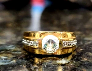 Vintage RS Covenant-Handmade-Size 9 Unisex 18K Gold Plated Cubic Zirconia Ring - Picture 1 of 5