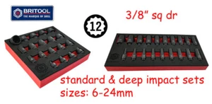 3/8" DR IMPACT SOCKET SETS (STANDARD & DEEP) 12 POINT PROFILE BRITOOL HALLMARK - Picture 1 of 3