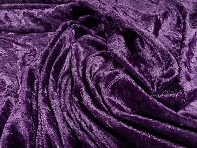 Panné Velour Velvet Crushed Dress Fabric, Per Metre - Plain - Purple - Image 1 of 3