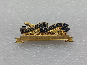 DAR Honorary Chapter Regent Major William Lauderdale Pin Gold Filled - Picture 1 of 2