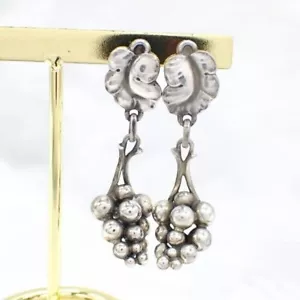 AUTH Georg Jensen #40 Earrings Moonlight Grape Drop 925 Sterling Silver 3020 - Imagen 1 de 10