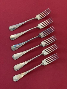Couverts 6 Fourchettes Métal Argenté Poinçon Ancien - Picture 1 of 12