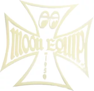 Moon Equipped Die-Cut Vinyl Iron Cross Decal Sticker Ivory Adhesive on Back - Foto 1 di 1