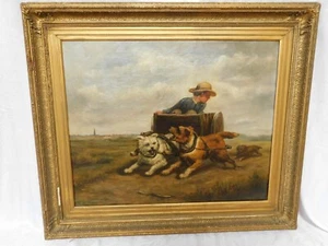 PINTURA AL ÓLEO "VELAS DE PERRO" E. DE HAAG 1860 - Imagen 1 de 6