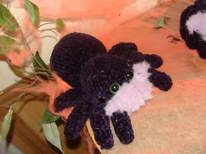 CUDDLY JUMPING SPIDER PLUSHIE, HANDMADE, ONE-OF-A-KIND - Picture 1 of 3