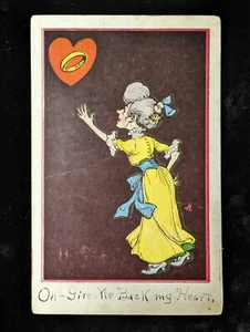 Antique Vinegar Valentine Postcard Posted 1909 Woman Wedding Ring Out Of Reach - Picture 1 of 7