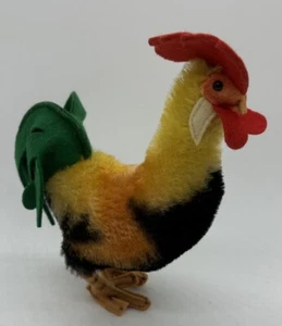Steiff Rooster Chicken Plush Colorful Mohair & Felt Germany 8” Vintage - Picture 1 of 5