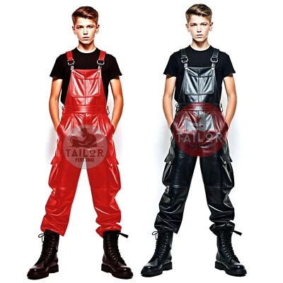 Men Genuine Soft Leather Bib Overall Dungaree Jumpsuit Suit Uniform Men (Select) - Image 1 of 3