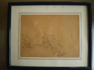 DESSIN ANCIEN ENCRE N°1 LES ALPES VOYAGEURS XIX°s MONTAGNE PAYSAGE LA BELLOIRE - Foto 1 di 6