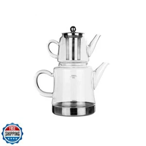 Juego de Tetera Karaca Dora, Vidrio, Tetera 0.45 L, Hervidor 1.8 L, Plateado, Transparente - Imagen 1 de 5