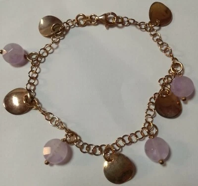 Bracciale Argento 925 - Placcato Oro rosato antico con pietre  - Immagine 1 di 2