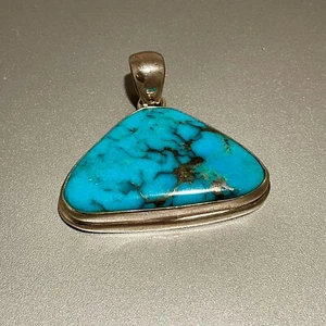 Genuine Sleeping Beauty Turquoise Sterling Silver Pendant NWT - Picture 1 of 6