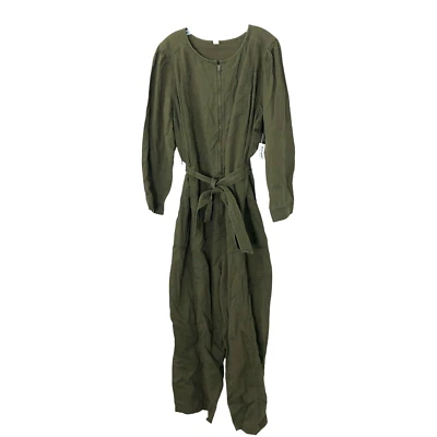 Mono utilitario Old Navy para mujer 3X manga larga cremallera frontal recortado verde arboreto Foto 1 de 4