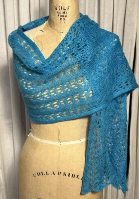 Rampage женщин бирюзовый мохер смесь кружева трикотажа шаль/шарф подержанные  - Изображение 1 из 4