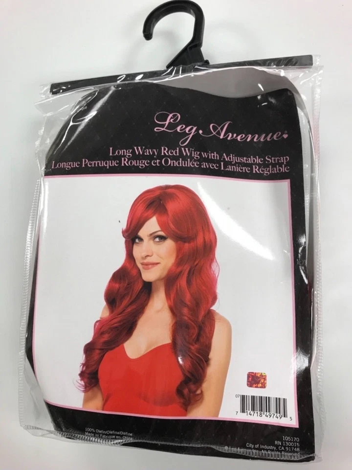 Leg Avenue Long Red Wavy Wig Rave Mardi Gras Poison Ivy Costume - Image 1 of 1