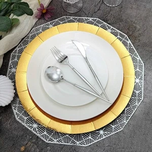 GOLD 10 Round 13" Disposable Paper CHARGER PLATES Party Events Home Supplies - Picture 1 of 8