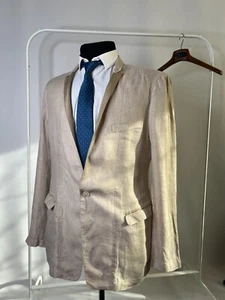 Luxus Dolce & Gabbana Gold Herren beige Leinenmischung Sommer Blazer Größe UK44 EU54 - Bild 1 von 20