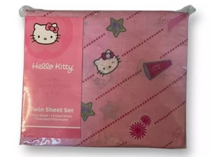Juego de sábanas dobles de colección Y2K Hello Kitty Sanrio 2006 Pep Rally en paquete sin usar - Imagen 1 de 10