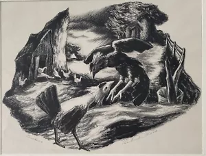 Richard Thomas Hood Jr (American 1910-1985) Chickens WPA Signed Lithograph 1930s - Picture 1 of 10
