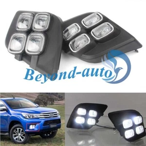Pair LED Daytime Running Lights Fog Lamp Fit For 2015 2016 Toyota Hilux Revo - Picture 1 of 5