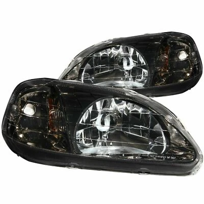 Anzo Corner Crystal Headlights Gun Metal For 99-00 Honda Civic #121234 - Image 1 of 4