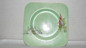 GREEN 5" SQUARE EMPIRE SHELTON IVORY PLATE #638 - Imagen 1 de 4
